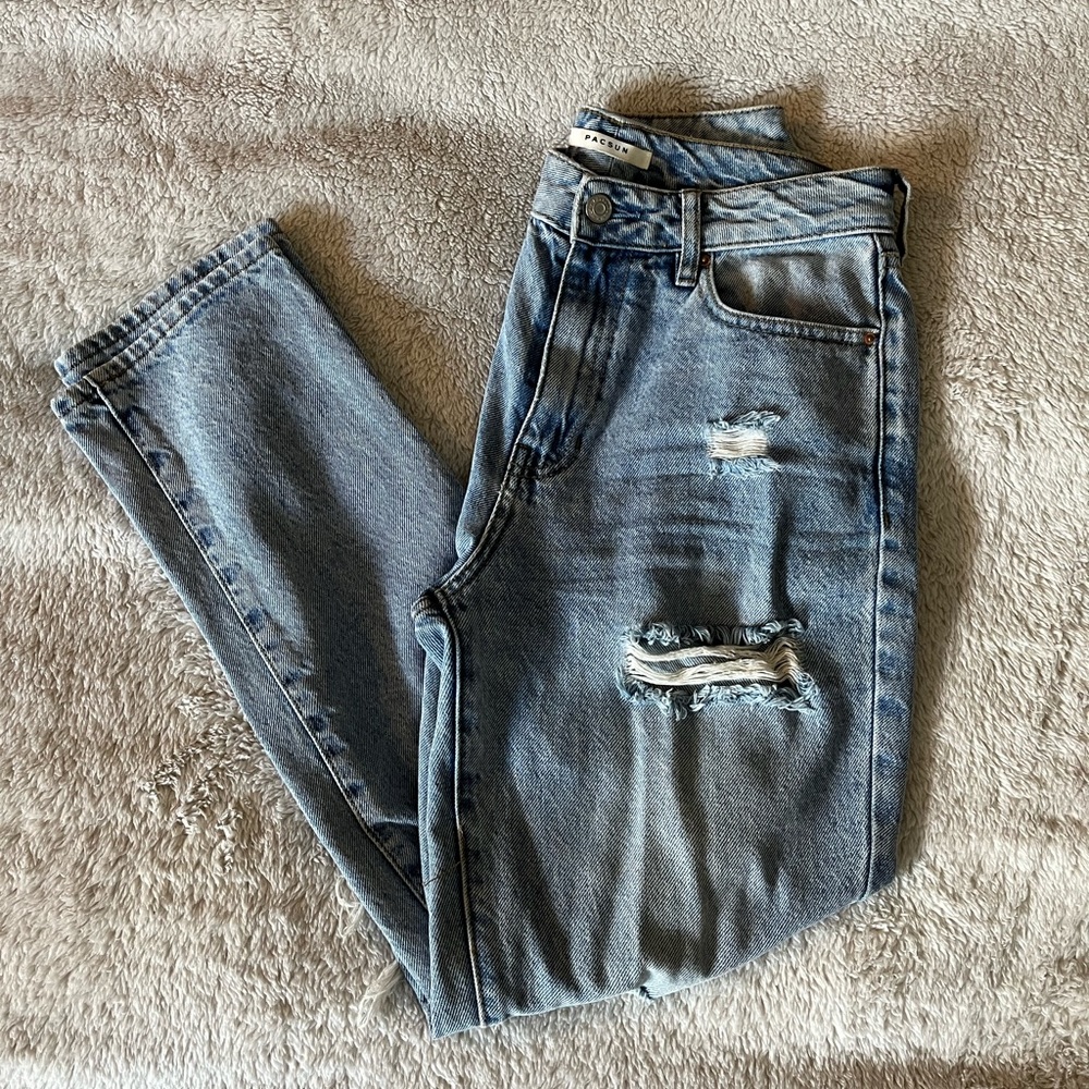Blue PacSun Ripped Denim Mom Jeans
